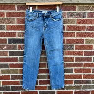 Free People Light Blue Light Washed High Rise Straight Leg Cropped Hem Jeans
